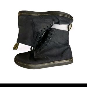Dr Martens Alfie Womens Size L 8M/ M9 Black Canvas Lace Up Ankle Boot Sn…
